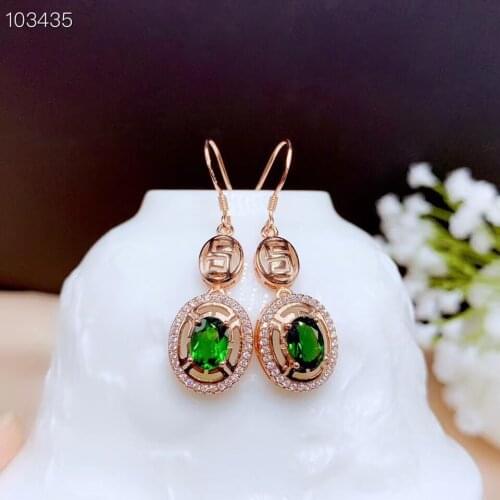 New Fashion Diopside Earring Natural And Real 925 sterling silver Diopside Earring Fashion Ring