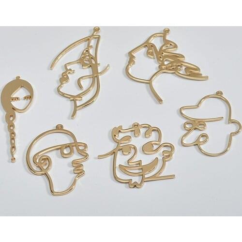 Newest 30pcs/lot abstract pattern cartoon girls/face shape copper floating locket charms diy jewelry earring pendant accessory