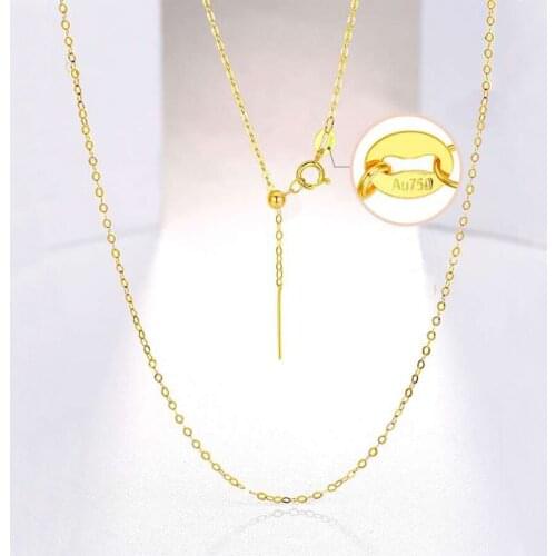 NYMPH Real 18K Gold Jewelry Necklace Pure AU750 Pendant Chain For Women Fine Wedding Gift X503