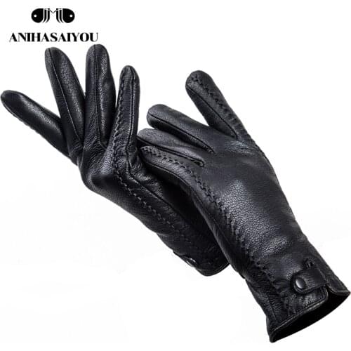 Fashion Buckskin real womens leather gloves,Comfortable warm womens winter gloves Cold protection gloves for women - 2265