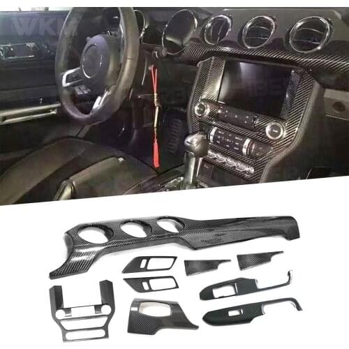 Carbon Fiber Interior Trims Dashboard Meter Bar Cover Mouldings For Ford Mustang 2015 2016 2017 Car Styling Decorations