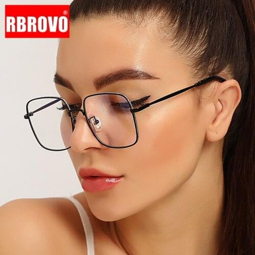 RBROVO 2021 Square Retro Glasses Frame Women Luxury Glasses Frame Women/Men Clear Lens Eyeglasses Women Anti-blue light Glasses