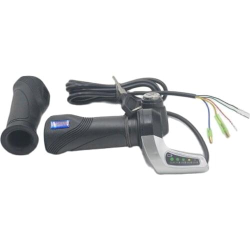 Electric Bike Throttle Grip Handlebar Scooter Bicycle Accelerator with LED Display Indicator Lock E-Bike Half Twist Throttle