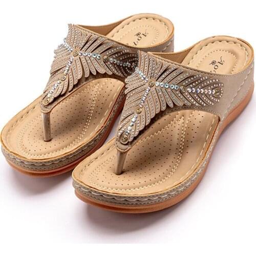H38 Women Sandals 2021 New Fashion Rhinestone Summer Shoes Woman Wedges Shoes For Heels Mujer Flip Flops Platform Women Slippers