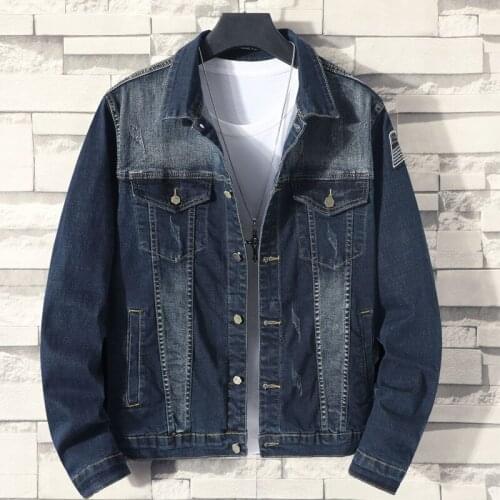 Spring And Autumn New Trend In 2021 Fashion Outwear Male Cowboy Dark Blue Men Jeans Jackets