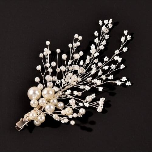 Leaf Duckbill Clip Pearl Inlaid Hairpin Cute Vintage Side Clip Wedding Headdress Hair Accessories For Girls Hair Accessories