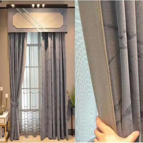 New light luxury Nordic flannel ink wind curtains living room bedroom blackout curtains custom