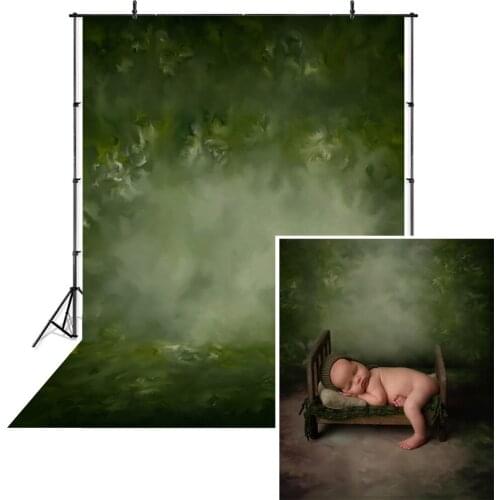 Dark Green Solid Portrait Photography Backdrop Adult Kids Photo Old Painting Abstruct Drops Profession Background Studio