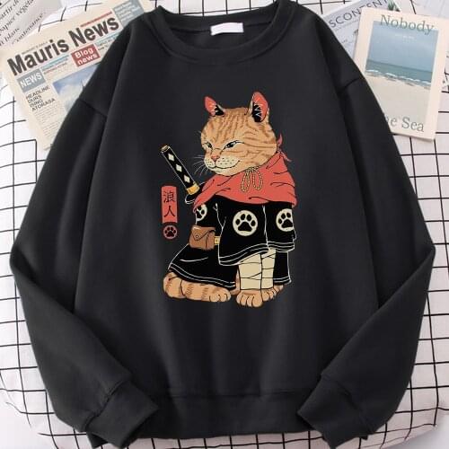 Ninja cat Japanese Anime 2021 Spring Winter Men Hoodie Streetwear Fleece Tracksuit Casual Fashion Sportswear