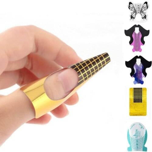 60 /100 /120 pcs/lot Nail Extension Stencil Sticker For Nails UV Gel Tip Extension Guide Manicure Mold Builder Design Nail Form