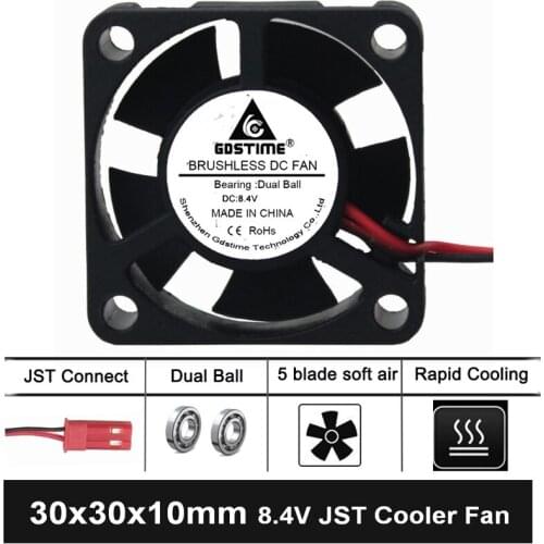 1PCS Gdstime DC 8.4V Motor Cooler Fan 30mm 30x10mm With JST Plug Model Cooling