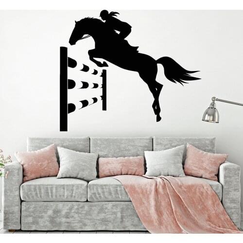 Horseback Riding Sport Wall Decals Horse Rider Girl Tournament Animal Vinyl Wall Stickers Home Decoration Office Gymnasium Z069