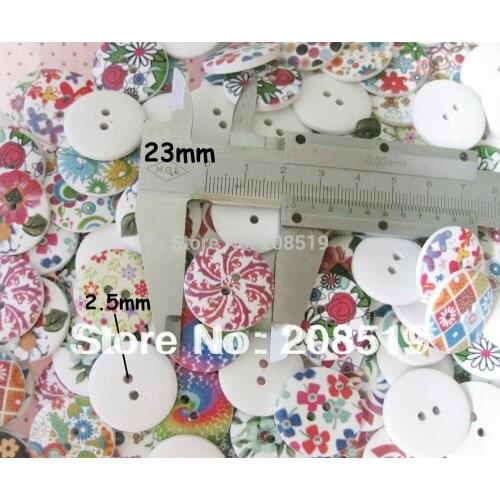 WB0264 23mm wood buttons mixed 100pcs randomly garment accessories