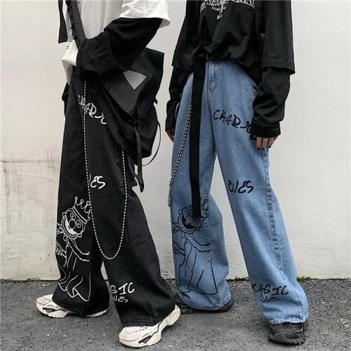 2020 New Woman Jeans Fashion Streetwear Hip-hop Printing Wash Boyfriend Jeans for Women Casual Loose Denim Pants Jean femme