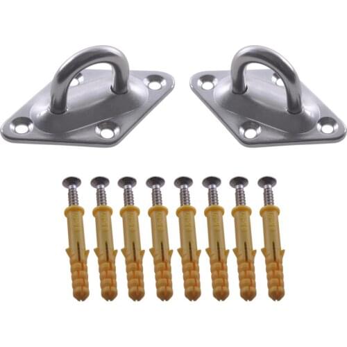 2pcs Triangle 304 Stainless Steel 60x40MM U Design Hook M6 Ceiling Hook with Self-tapping Screws Set of 6