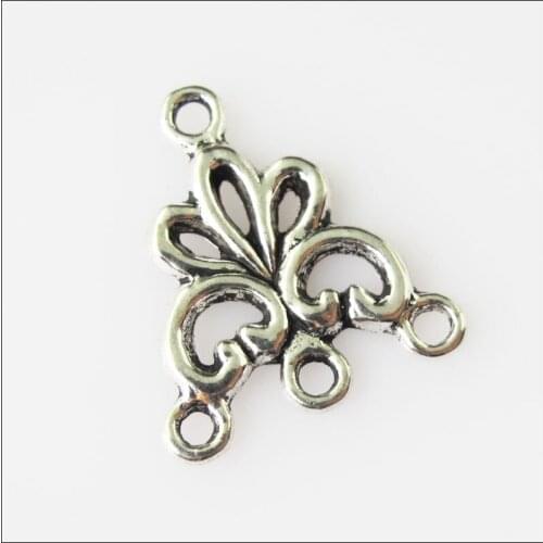 35 New Flower Connectors Tibetan Silver Tone Charms Pendants 17x19mm