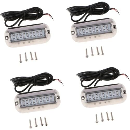 4pcs Steel 27 LED Green Underwater Light Yacht Marine/Boat Tail Stern Lights