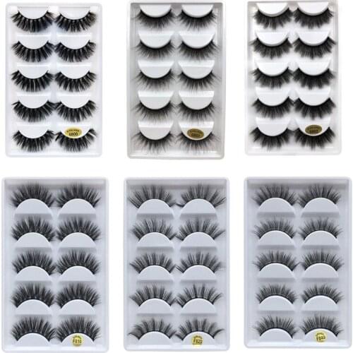 5 Pairs Mink Eyelashes Natural Long Thick 3D Soft Mink False Eyelashes Handmade Wispy Fluffy Eye Lashes Extension Makeup Tools