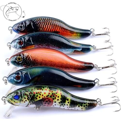 5Pcs/Lot 9cm/12.9g Lifelike Minnow Sea Fishing Lures 3D Painting Wobblers Artificial Hard Swim Bait Tackle With 2 Treble Hooks