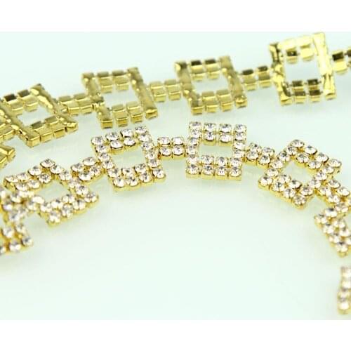 5Yards Costume Applique Glass Rhinestone Trimming Gold Silver Rose Gold Chain Claw Trim