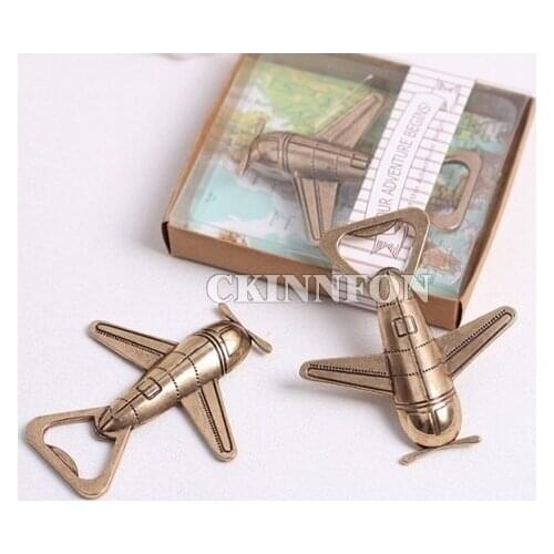 200Pcs/Lot Wedding Favor Gift Giveaways For Guest "Let The Adventure Begin" Airplane Bottle Opener Party Souvenir