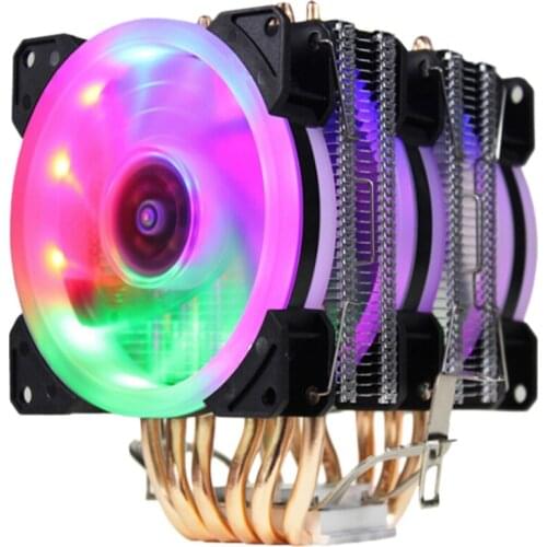 6 Heatpipes Cpu Cooler Fan With Rgb Dual-Tower Radiator 9Cm Fan Cooling Heatsink For Int el 775/1150/1151/1155/1156/1366 For Amd