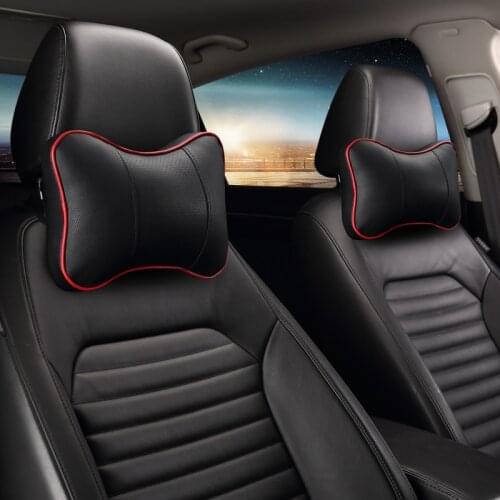 Car Neck Pillow PU Leather Seat Head rest Pillows Cushion For Renault BMW Toyota Nissan Volkswagen Mazda Hyundai Honda Kia