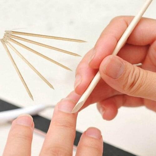 10Pcs/set Wood Sticks Cuticle Pusher Cuticle Remover For Nail Skin Remover Nails Tools Angled Double Sided Orange Stick 11.5cm