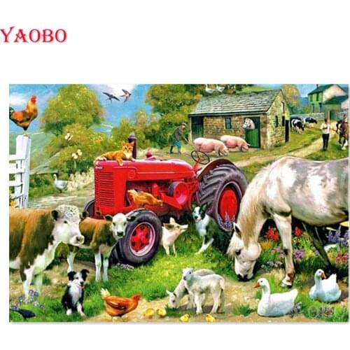 DIY diamond embroidery farm animal cow 5d diamond painting cross stitch rhinestone painting mosaic fashion home decoration