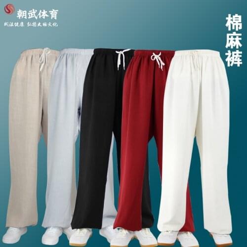 Cotton And Linen Tai Chi Pants Spring And Autumn Breathable Lantern Exercises Martial Arts Pants