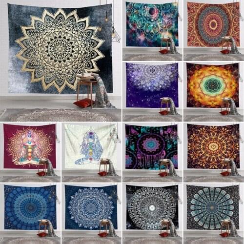 Mandala Pattern Indian Tapestry Wall Hanging Decor Bohemian Elephant Beach Towel Polyester Thin Blanket Travel Mat Sleeping Pad