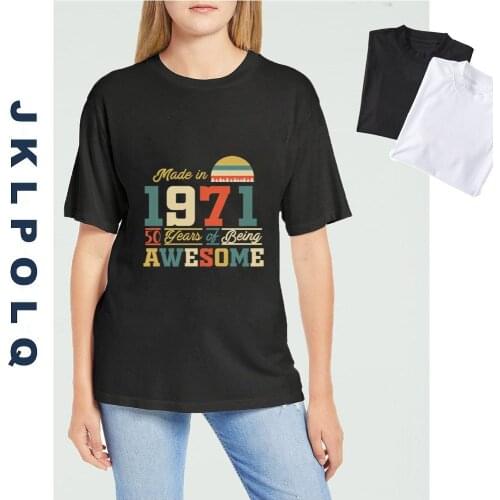 JKLPOLQ Unisex T Shirt 1971 Shirts 50 Years of Being Awesome 50th Birthday Gifts for Women And Mens Funny Anniversary T-shirt