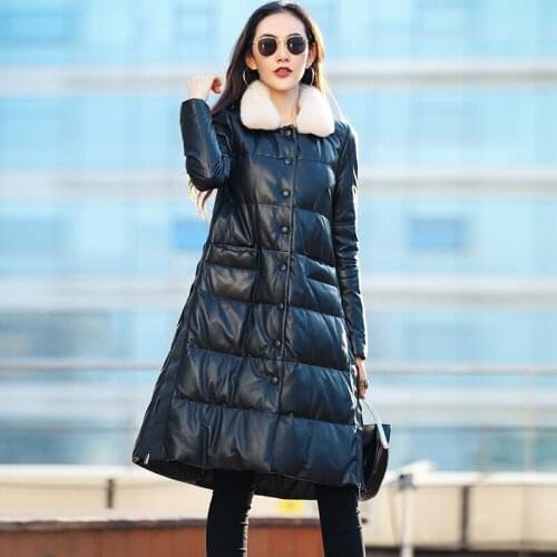 Genuine Leather Jacket Mink Fur Collar Down Jackets Winter Jacket Women 300% Real Sheepskin Coat Chaqueta Mujer MY3948