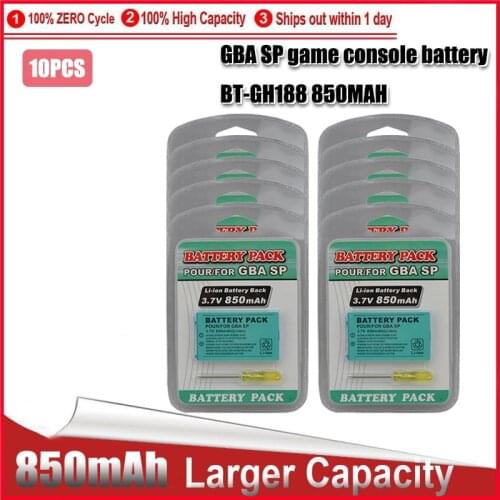 10PCS 850mAh Battery for Nintend GBA SP GameBoy Advance 3.7V Li-Ion Lithium Rechargeable Batteries With Free Tool Wholesale