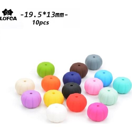 LOFCA Jewelry 10pcs Pumpkin Silicone Loose Beads For Teething Necklace Food Safe DIY Silicone Beads For Baby Teether BPA Free