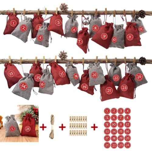 Burlap Drawstring Pocket Christmas Burlap Bag Set Small Cloth Packaging Bag Gift Bag