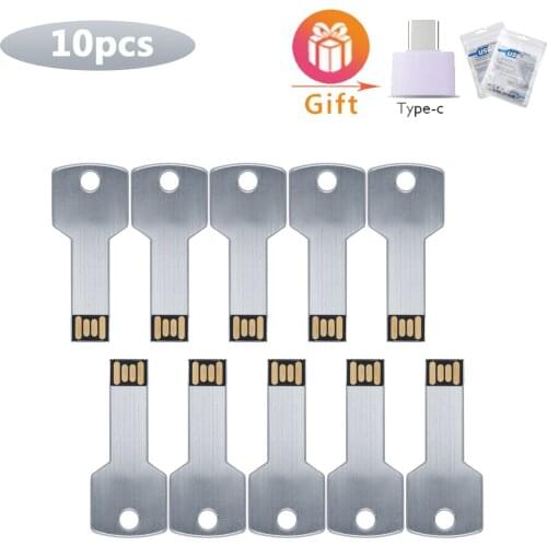 10pcs/lot Metal USB Flash Drives USB 2.0 Flash Pen Drive Memoria Stick 4GB 8GB 16GB 32GB 64GB 128GB Custom LOGO U Disk for Gift