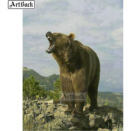 Mosaic crafts 5d diy diamond painting brown bear full square animal icon diamond embroidery 3d sticker decoration