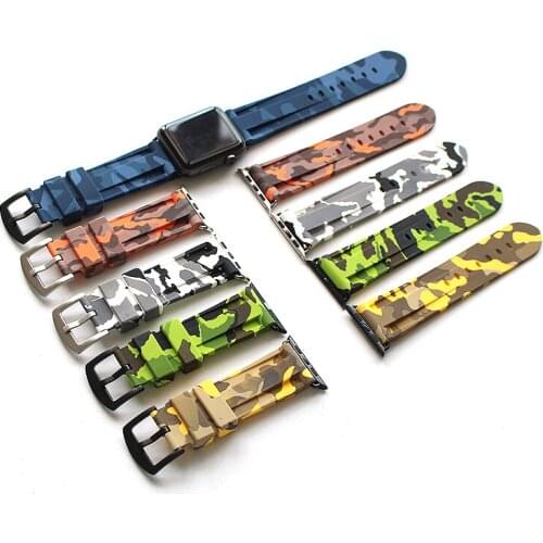 Camouflage Silicone Soft Band For Apple Watch 38mm 40mm 42mm 44mm Apple iWatch Series 2 3 4 5 Strap Sports Silicone Wristband