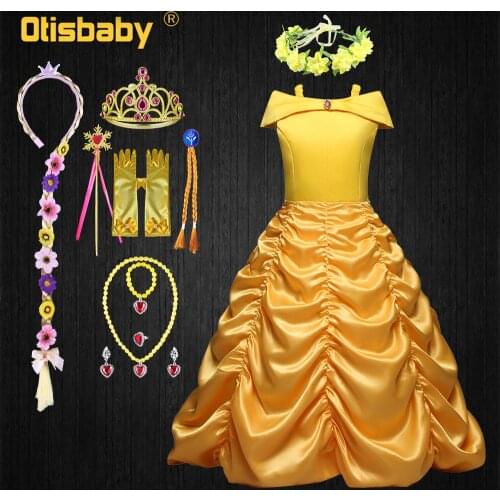 Summer Girls Belle Princess Birthday Fancy Dress Wedding Party Dress for Girl Ball Gowns Kids First Communion Children Clothing