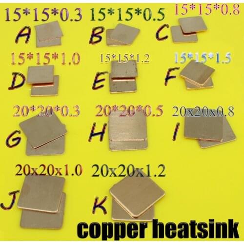 New purple copper 15*15 20*20 0.5 0.8 1 1.2 1.5 CPU DIY Copper Shim Heatsink thermal Pad for Laptop GPU CPU VGA Chip