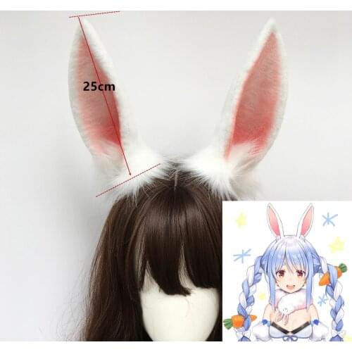 New Hande Made Work Holorive Rabbit Bunnyears Hairhoop USADA Pekora Cosplay Prop For Halloween Christmas Costume Accessories