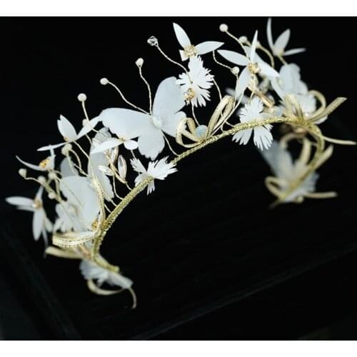 White Butterfly Flower Crowns Hendband Simulation Girl Hairbands Fashion Hair Hoop Ladies Headpieces for Women Hair Accessories
