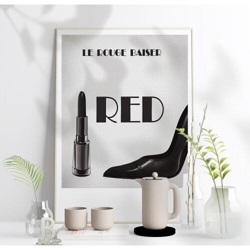 Perfume Make Up Posters Black White Prints High Heels Beauty Fashion Style Wall Art Print Lipstick Pictures Girl Bedroom Decor