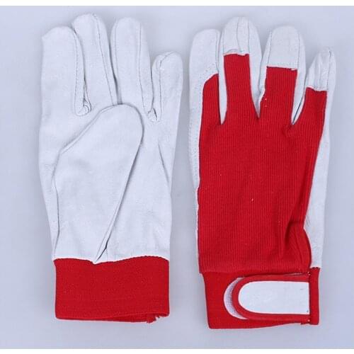 Mechanic Work Glove Leather Welding Coat Heavy Industrial Glove Red White One Size Heavy Sports Protective Gloves
