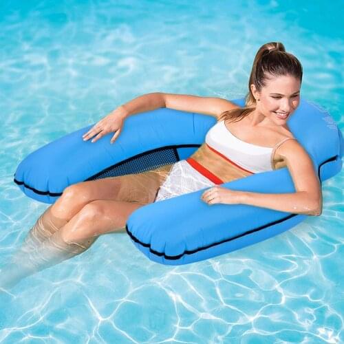Floating Water Hammock Float Lounger Floating Toys Inflatable Floating Bed Chair Swimming Pool Foldable Inflatable Hammock Bed