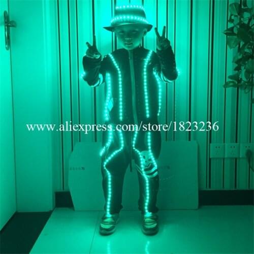 Birthday Gift LED Luminous Children Robot Suit Clothing Illuminate Flashing Led Costumes Party Dress For Childrens Day