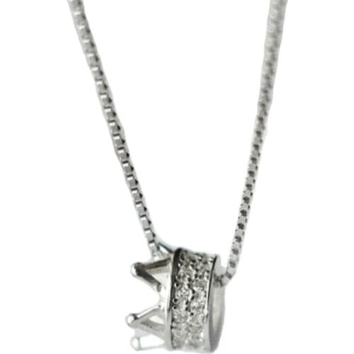 925 Sterling Silver Pendant With Crown Ins Necklace For Female Frosty Clavicle Chain Simple Jewelry Fashion Necklaces For Women