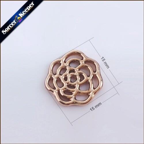 Wholesale Charms Fine Jewelry 30PCs 15*15 mm KC Gold Tone Rose Flower Charms Pendants Findings For Jewelry Making Charms XSP05