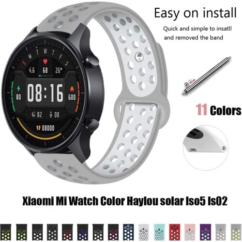 20mm 22mm Silicone Strap for Xiaomi Mi Watch Color Haylou LS02 Bracelet for xiaomi haylou soalr ls05 Band Replacement wristbelt